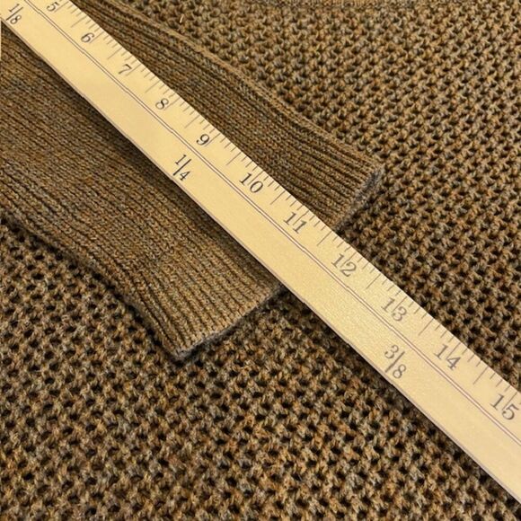 Peruvian Connection Open Knit 1/2 Sleeve Round Neck Sweater Brown Pima Small - Picture 9 of 10